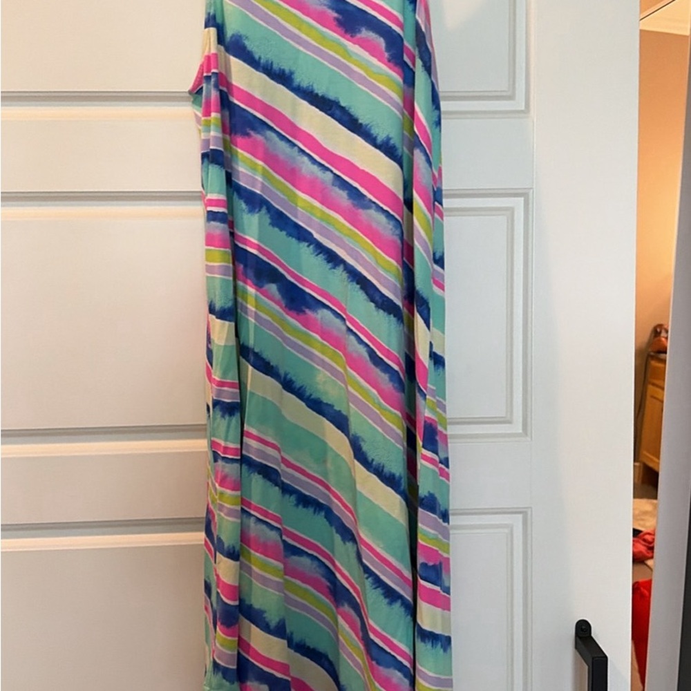Lily Pulitzer Striped Multicolor Asymmetrical Hem- Vibrant Diagonal Print